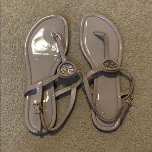 Size 10 Tory Burch Glossy Nude and Gold Sandals
